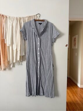 Quince European Linen Button Front Dress